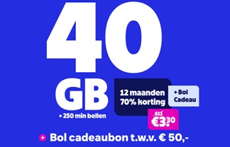 Lebara superdeal: 40 GB voor €3,30 + Bol bon €50